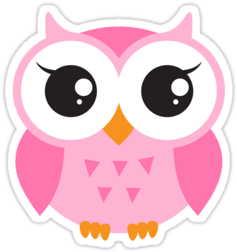 Cute, Pink Baby Owl Sticker" Stickers By Mheadesign - Dibujos De Buhos A Color (375x360), Png Download