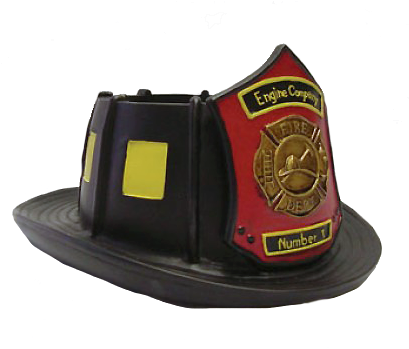 Fire Helmet Planter - Leather (410x384), Png Download