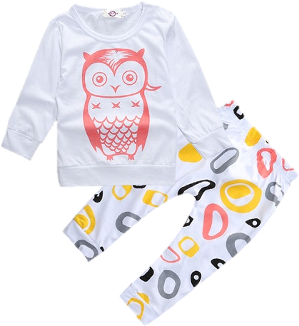 Baby Owl 2pcs Set Www - Woo2u Baby Toddler Carton Owl Cotton T Shirt + Geometry (525x525), Png Download
