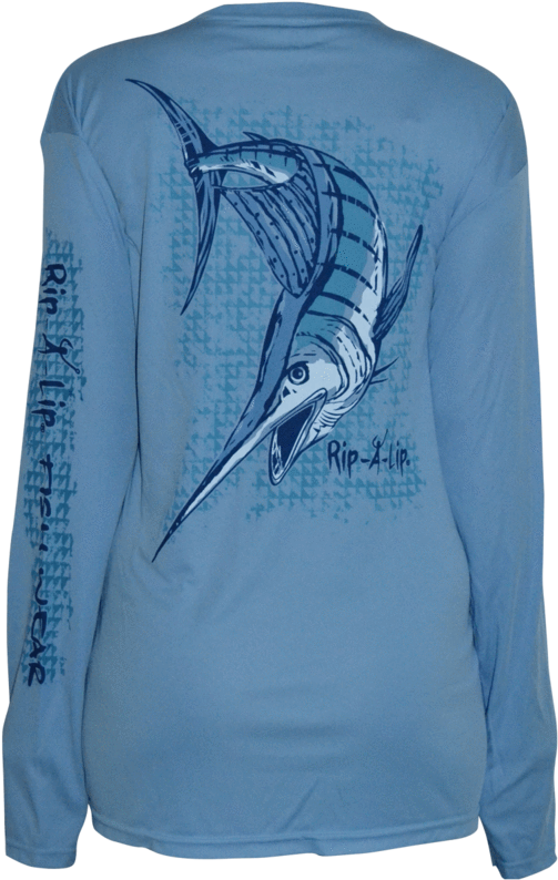 Marlin Poly Hd Long Sleeve Performance Dri-wear Fishing - Long-sleeved T-shirt (800x800), Png Download