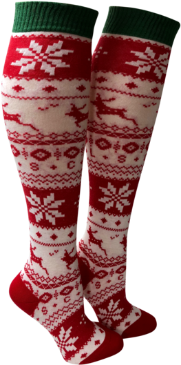 Knee High Boot Socks Christmas Design Reindeer & Snowflakes - Sock (450x600), Png Download