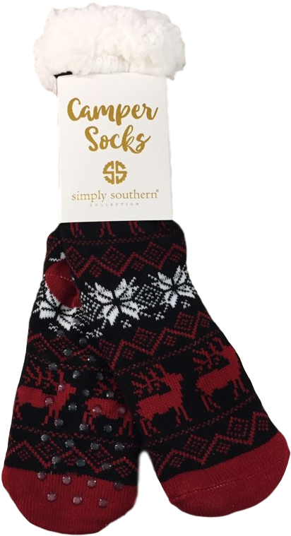 Simply Southern Reindeer Black Camper Sock - Sock (800x800), Png Download