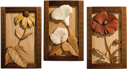 Intarsia Woodworking Pattern Of A Black Eyed Susan, - Woodworking (450x450), Png Download