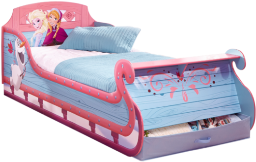 Disney Frozen Single Sleigh Bed By Hellohome - Lit Traineau Reine Des Neiges (580x500), Png Download