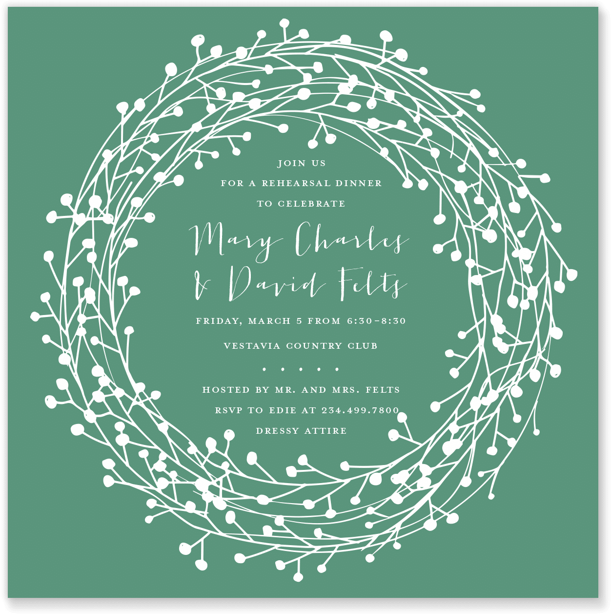 Wreath Square Shower Invitation - Decoart Americana Decor Stencil 18 X 18 In. W (1296x1296), Png Download