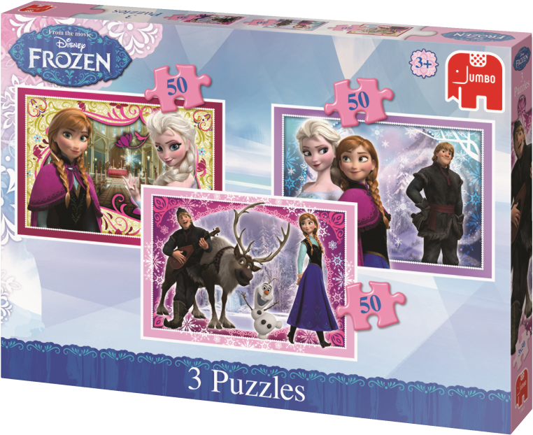 Disney Frozen 3in1 Puzzle - Disney Frozen Trio Jigsaw Puzzles (800x800), Png Download