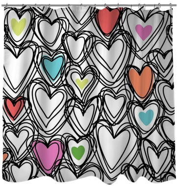 Seamless Pattern With Doodle Hearts Shower Curtain - Cute Simple Pattern Backgrounds (400x400), Png Download