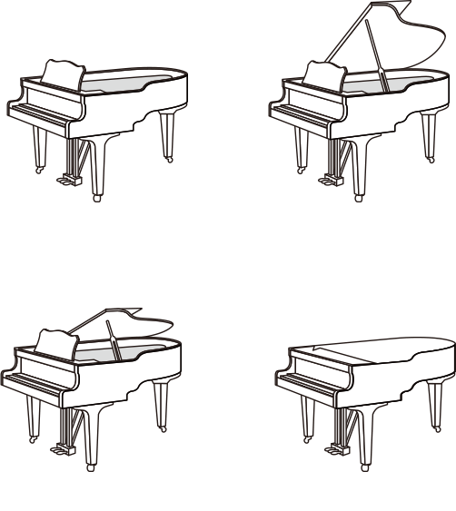 The 4 Stages Of A Grand Piano's Lid Opening And Closing - Player Piano (502x563), Png Download