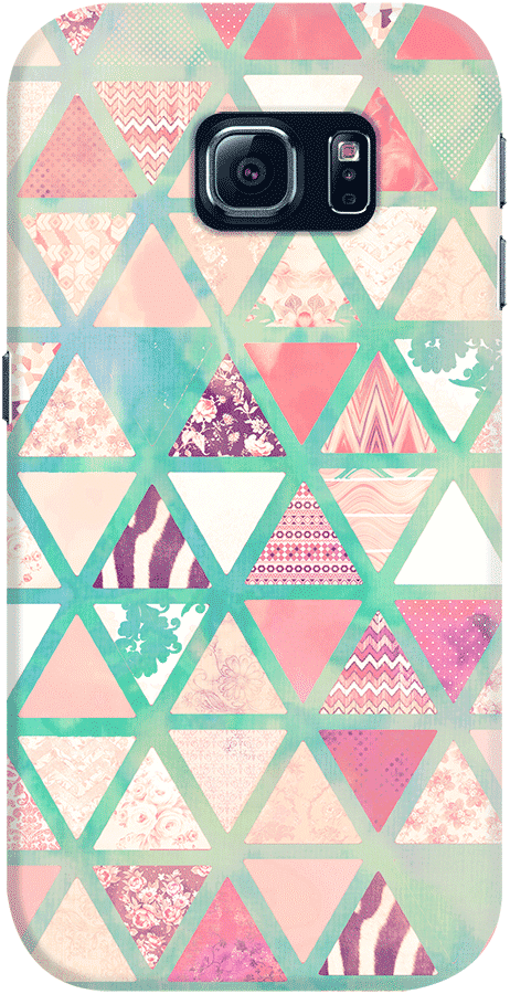 Dailyobjects Pink Turquoise Abstract Floral Triangles - Society6 Pink Turquoise Abstract Floral Triangles Patchwork (462x900), Png Download