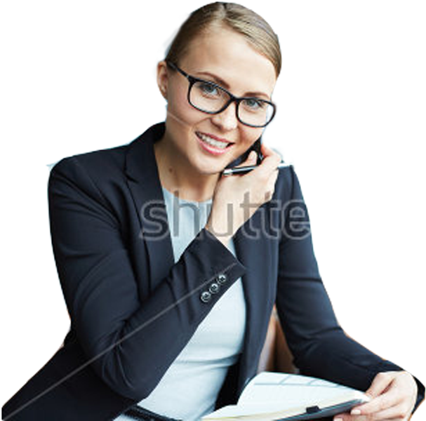 Stock Photo Smiling Businesswoman In Eyeglasses Talking - Royalty-free (634x600), Png Download