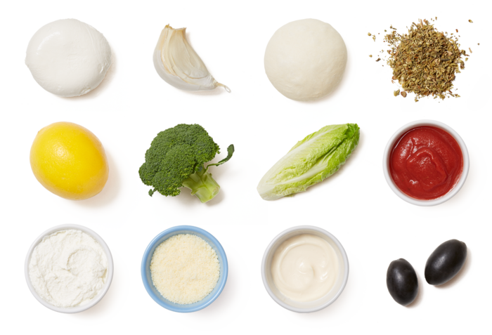 Broccoli & Mozzarella Calzones With Caesar Salad - Mozzarella Top View (700x477), Png Download