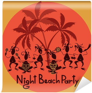 Funny Invitation To Night Beach Party Wall Mural • - Party (400x400), Png Download