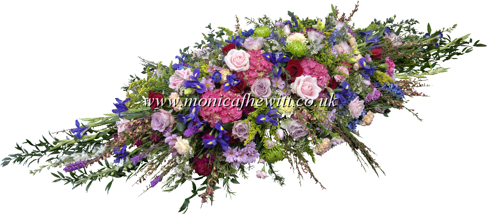 Colourful Casket Arrangement - Funeral Casket Flowers Png (966x622), Png Download