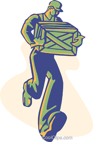 Man Carrying Crate Royalty Free Vector Clip Art Illustration - Homem Carregando Caixa Png (317x480), Png Download
