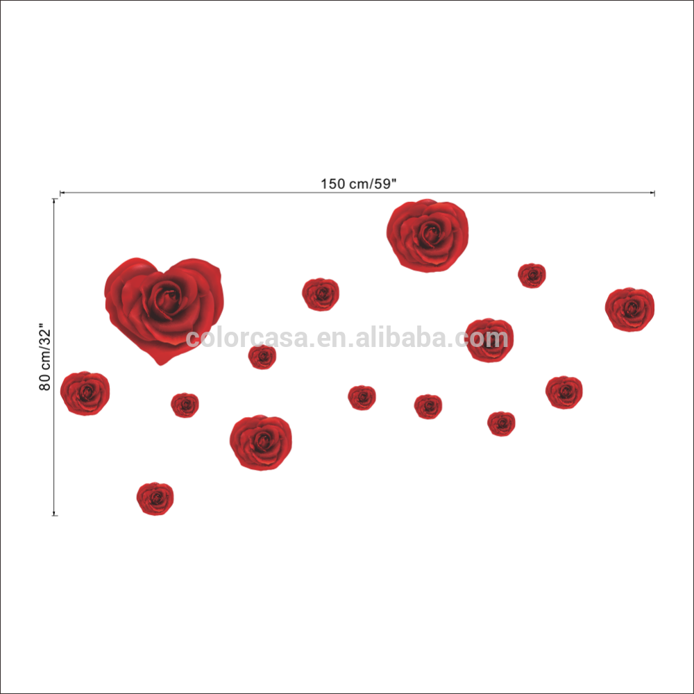 Colorcasazypa 061 N Romântico Rosa Vermelha Adesivo - Wall Decal (1000x1000), Png Download