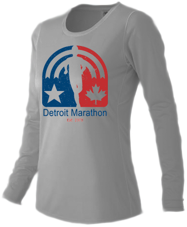 Detroit Retro Logo Long Sleeve - Detroit Free Press Marathon (600x600), Png Download