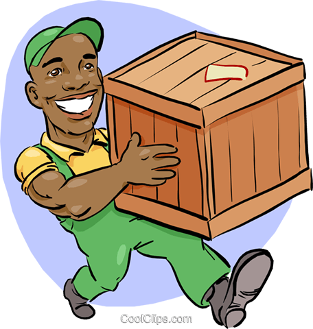 Homem Carregando Uma Caixa De Transporte Livre De Direitos (456x480), Png Download