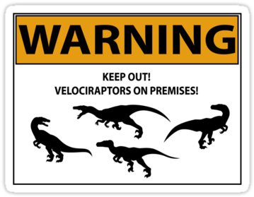 Caution, Danger, And Dinosaurs Image - Dinosaur Caution Signs (375x360), Png Download