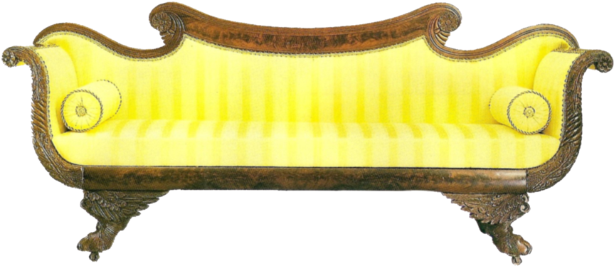 Yellow Couch - Old Fashioned Sofa Png (900x437), Png Download