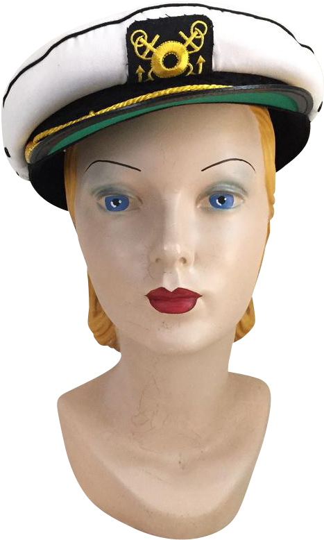 Vintage White Captain's Hat - Hat (1000x1000), Png Download