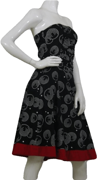 Ruby Rox Black, White And Red Strapless Dress With - Cocktail Dress (400x600), Png Download