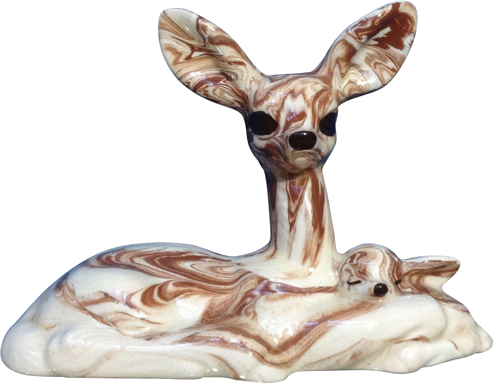 Vintage Deer & Fawn Brown & White Swirl Design Hand - Painting (1576x1576), Png Download