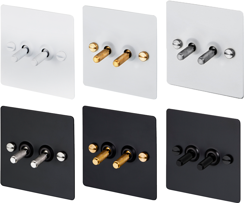 2g Toggle Switch - 2g Toggle Light Switch / White / Brass (960x960), Png Download