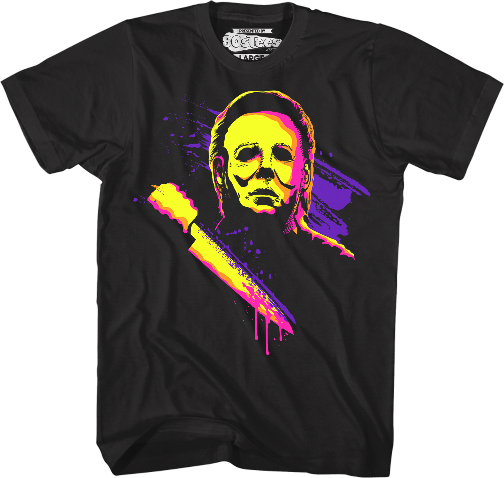 Neon Michael Myers Halloween T-shirt - Halloween Movie Michael Myers T Shirt (1700x1607), Png Download
