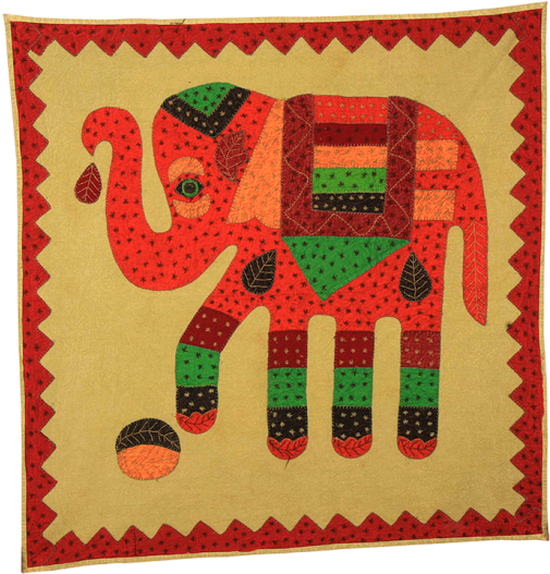 Indian Cotton Elephant Embroidery Hanging Decor Patchwork - Embroidery (550x550), Png Download