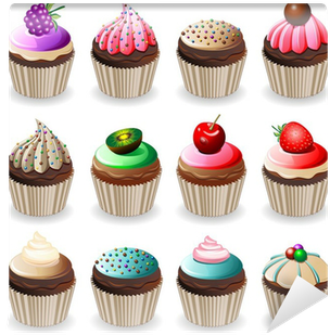 Pasticcini Pasticceria Dolci Cupcakes Vector Wall Mural - Sweet Pastry (400x400), Png Download