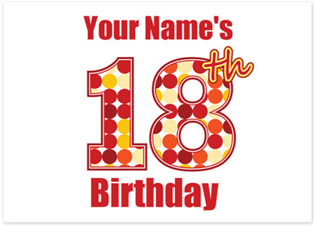 Happy 18th Birthday Personalized Flat Cards By Mightybaby - Happy 18th Birthday! Greeting Card (460x460), Png Download