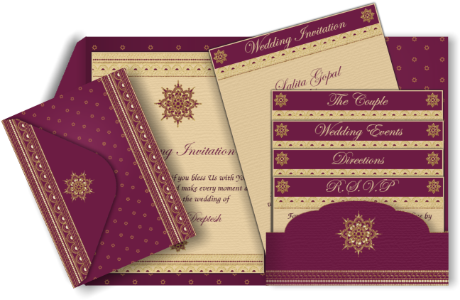 Hindu, Muslim, Sikh & Other Religious Wedding Events - Arabic Wedding Invitation Cards Design (670x447), Png Download