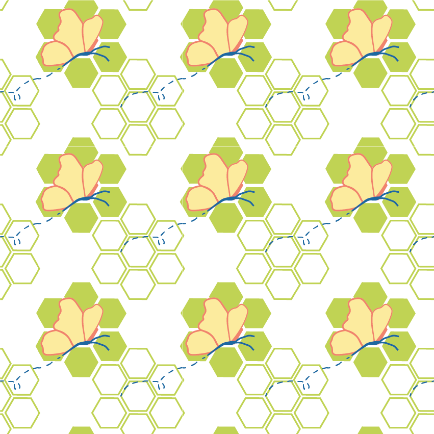 Sunshine Yellow Butterfly With Apple Green Hexagon - Circle (851x851), Png Download