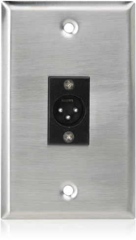 Single Gang Stainless Steel Plate With Male 3 Pin Xlr - West Penn Wire Cn-pl-103m - Xlr- Male Wall Plate Stainless (500x500), Png Download