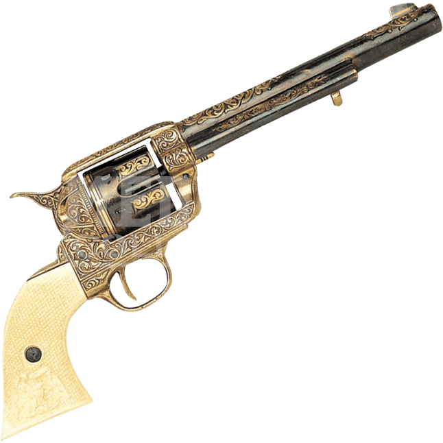 45 Army Revolver Engraved Brass - 1873 Single Action Army (saa) Engraved Revolver (646x646), Png Download