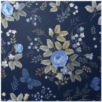 Póster Patrón Floral Transparente Con Rosas Azules - Carta Da Parati Sfondo Blu Floreale (400x400), Png Download