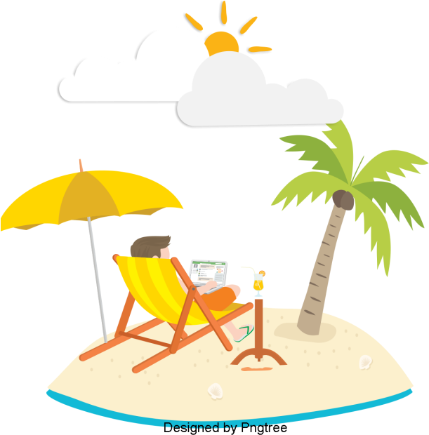 Beautiful, Cartoon, Lovely, Hand-painted, Summer Vacation, - Vacation (640x640), Png Download