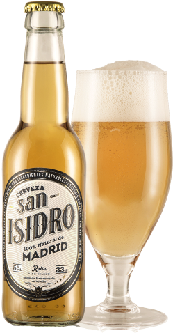 Botellin Y Copa Llena - Cerveza San Isidro (268x500), Png Download