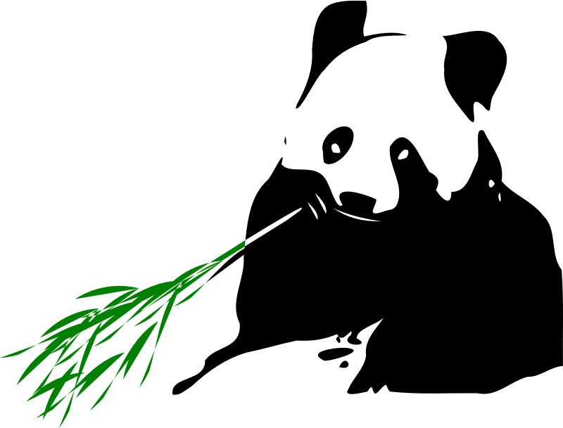 Bear By Przemyslaw Panda Silhouette Holding A Bamboo - Japan Panda Eating Bamboo (800x609), Png Download