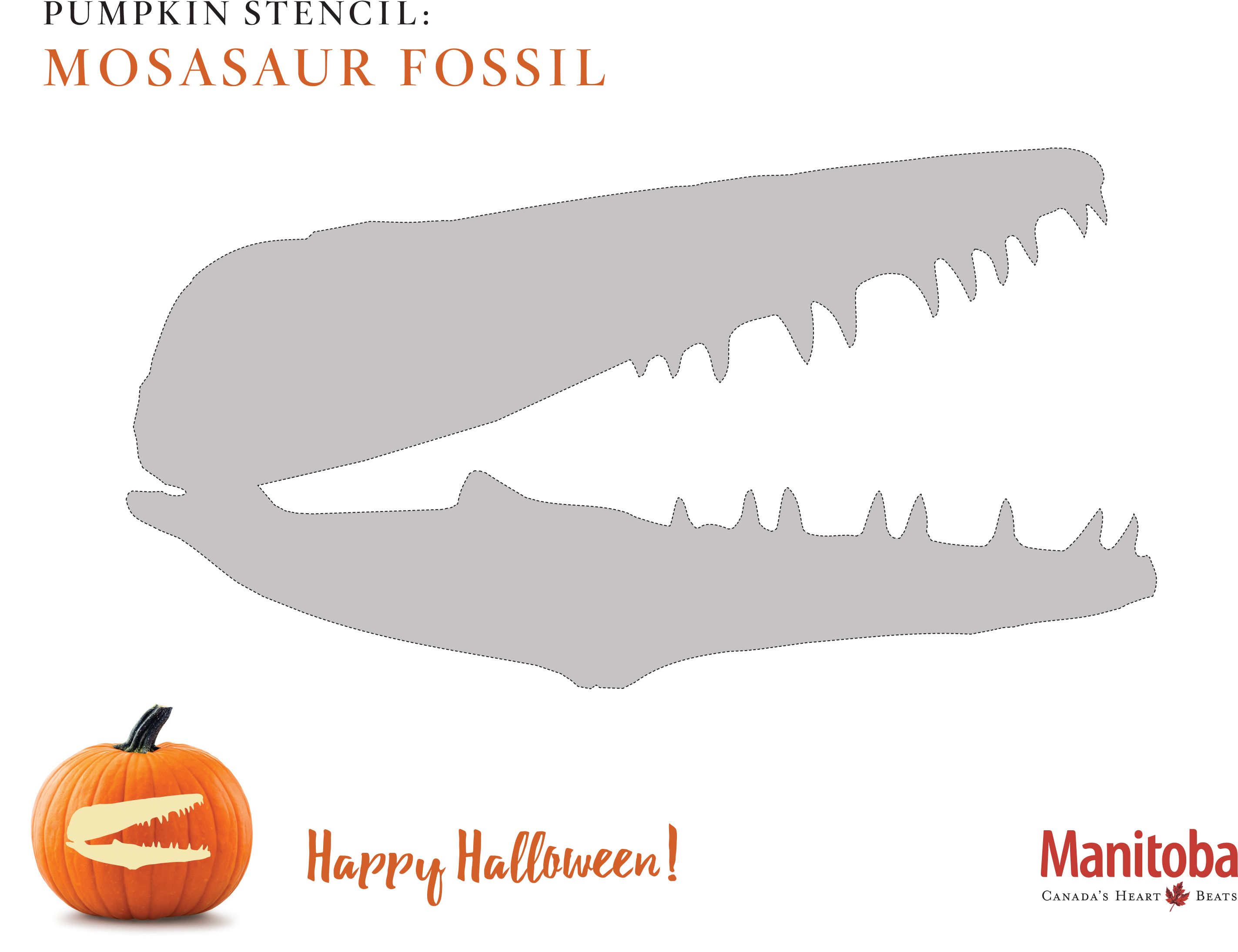 Mosasaur Fossil Pumpkin Carving Stencil - Polar Bear Pumpkin Carving (2845x2274), Png Download