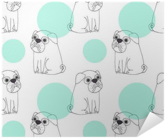 Pug Dog Vector Seamless Pattern, Hand Drawn Sketch - Pug (400x400), Png Download
