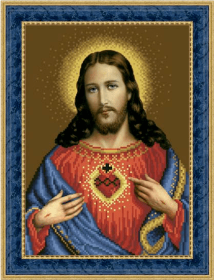 Sagrado Corazón De Jesus - Sagrado Corazon En Punto De Cruz (550x550), Png Download