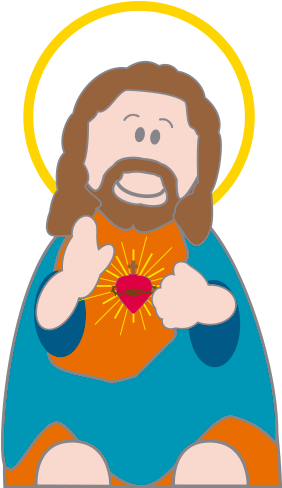 Sagrado Corazón De Jesús Santos, Catholic Saints, Catechism, - Sagrado Corazon De Jesus Caricatura (420x520), Png Download