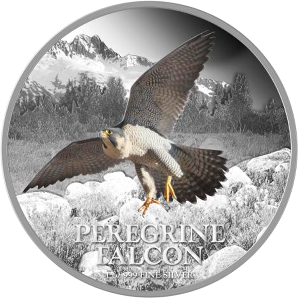 Niue 2013 2$ Peregrine Falcon Birds Of Prey Proof Silver - Silver (600x600), Png Download