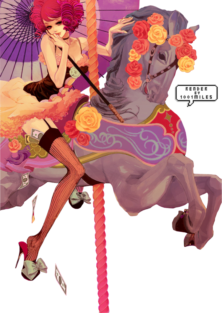 Pin Up And Cartoon Girls - Manga Fille Cheveux Sur Cheval (753x1060), Png Download