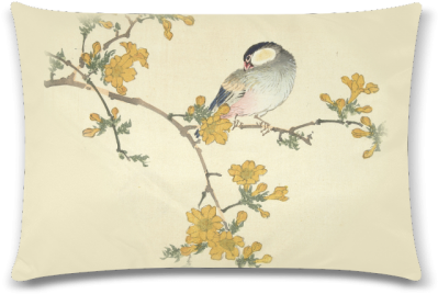 Bird In Oriental Pink Flowers, Japanese Woodcut, Custom - Js Japanesejournal 4 Shower Curtain (500x500), Png Download