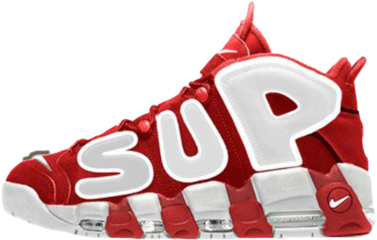 The Supreme X Nike Air More Uptempo Suptempo Red Will Nike Arrival Authentic Full Size Png Download Seekpng
