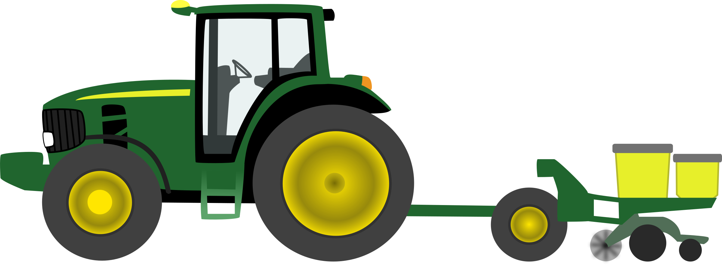 Green Tractor Clip Art John Deere Free Cliparts - Illustration Tractor Png (2400x886), Png Download