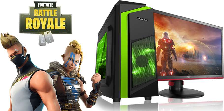 Falcon Fortnite Ready Value Gaming Pc - Aoc G2770pf - 27" Tn Monitor Lcd (1240x450), Png Download