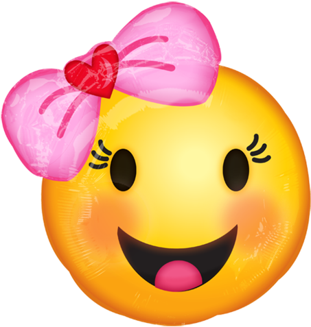 Emoticón Feliz Con Moño Juniorshape Gm - Girl Smiley Face Emoji (480x480), Png Download